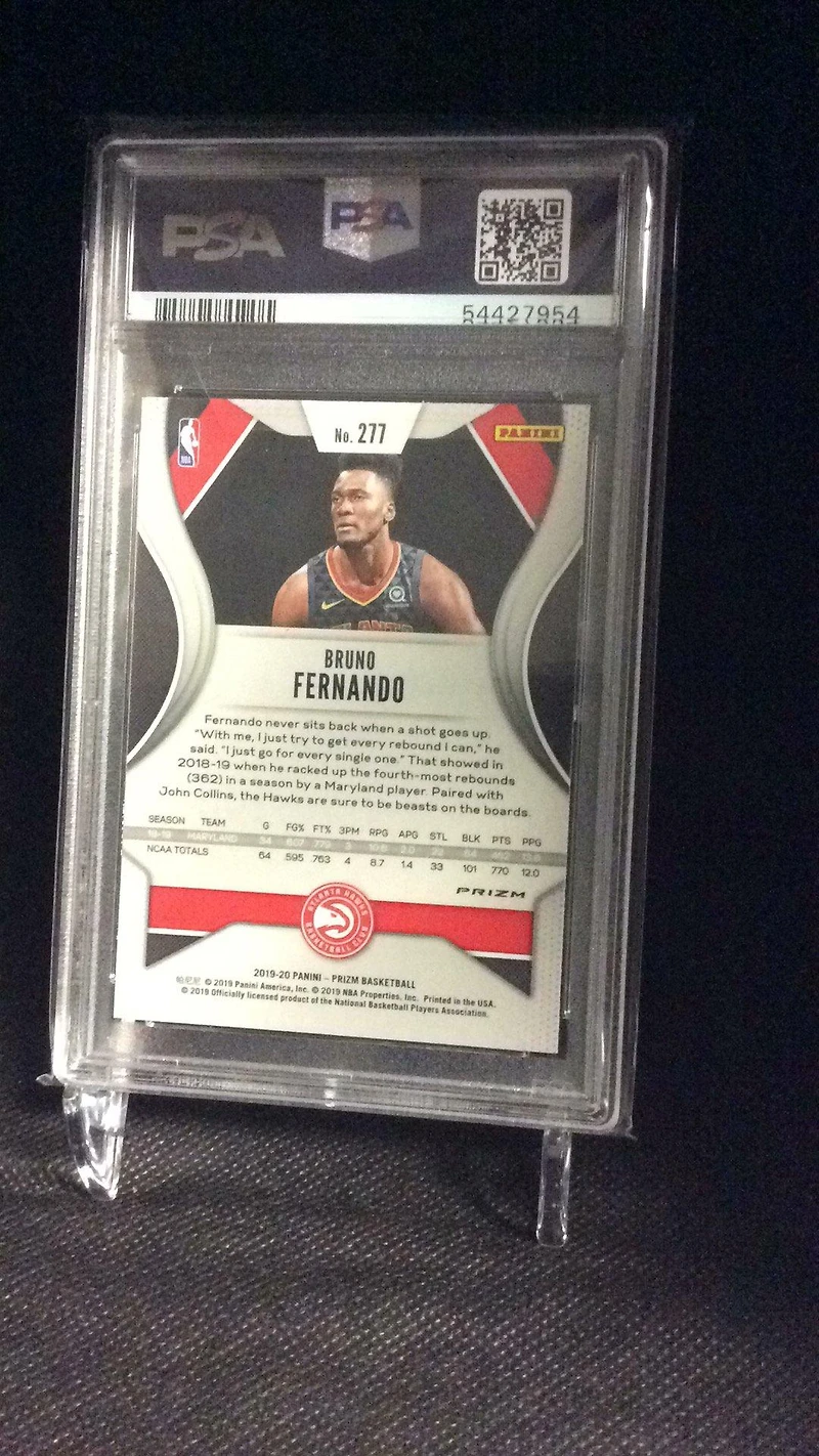 2019 Panini Prizm 277 Bruno Fernando Choice Prizm-blue/yellow/green PSA 9