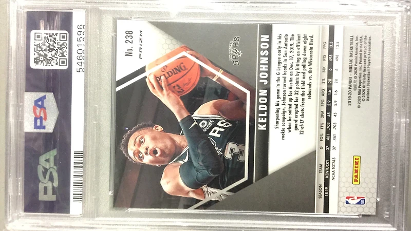 2019 Panini Mosaic 238 Keldon Johnson Red Mosaic PSA 9