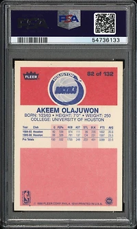 1986 Fleer 82 Akeem Olajuwon PSA 8