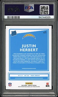 2020 Panini Donruss 303 Justin Herbert PSA 10