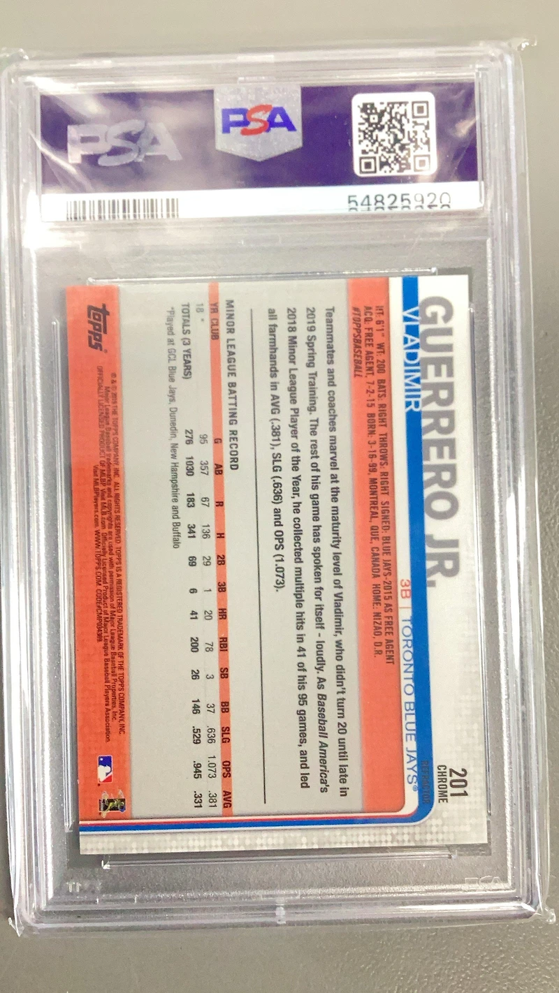 2019 Topps Chrome 201 Vladimir Guerrero Jr. X-fractor PSA 10