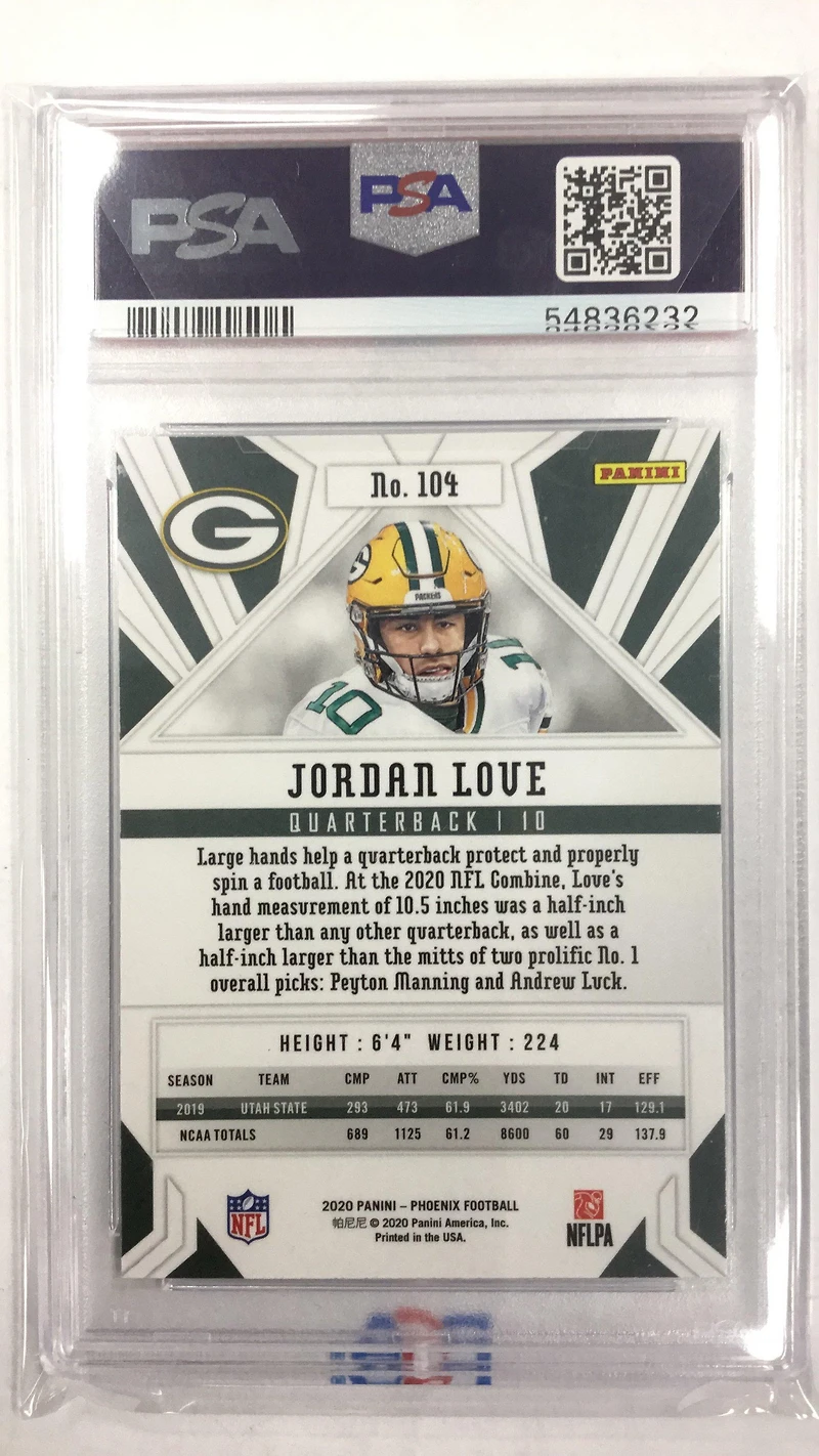2020 Panini Phoenix 104 Jordan Love Fire Burst PSA