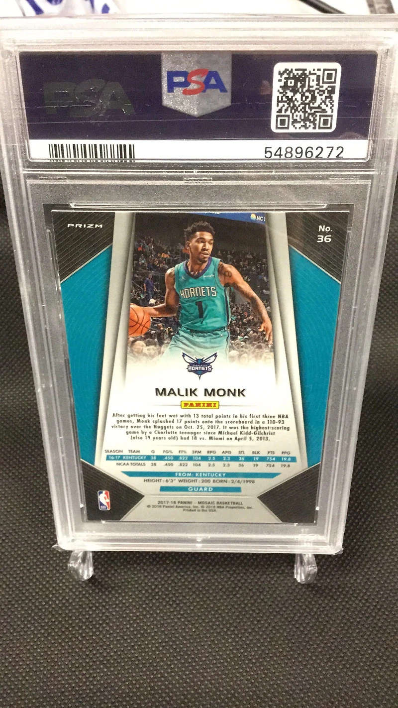 2017 Panini Prizm Mosaic 36 Malik Monk Orange PSA 9