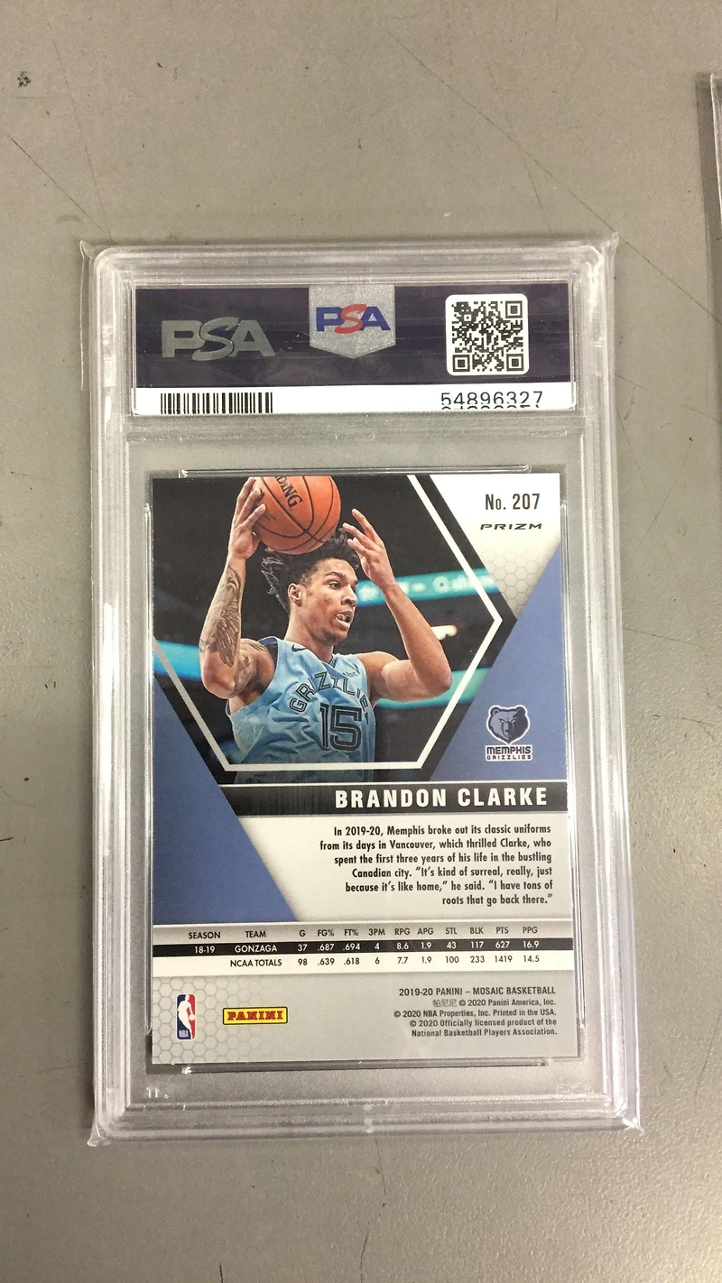 2019 Panini Mosaic 207 Brandon Clarke Reactive Orange PSA 9