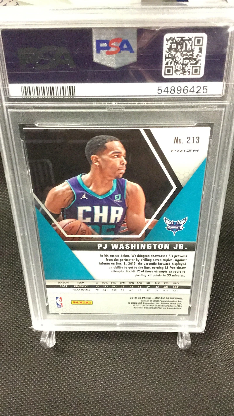 2019 Panini Mosaic 213 Pj Washington Jr. Reactive Orange PSA 9