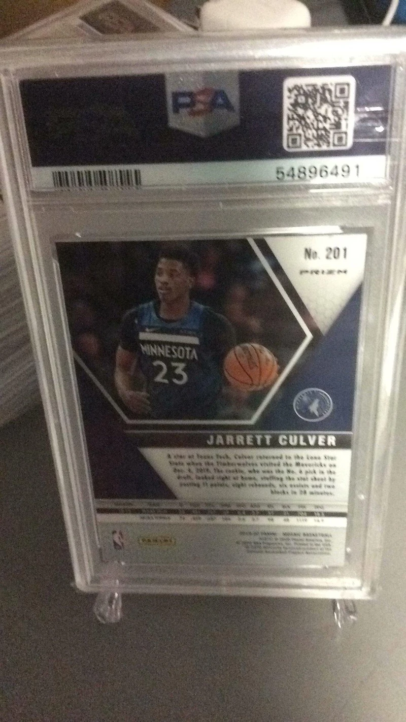 2019 Panini Mosaic 201 Jarrett Culver Navy Blue Jersey-fast Break-silver PSA 9