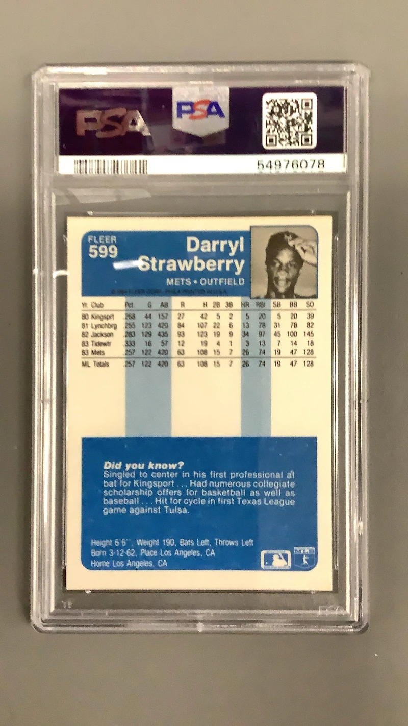 1984 Fleer 599 Darryl Strawberry PSA