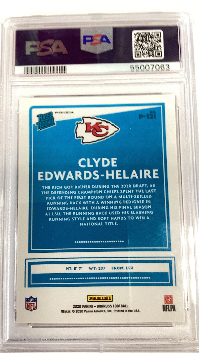 2020 Panini Donruss P321 Clyde Edwards-helaire Optic Preview-pink PSA 10