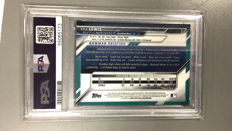 2016 Bowman Draft Bdc60 Kyle Lewis Chrome PSA 9