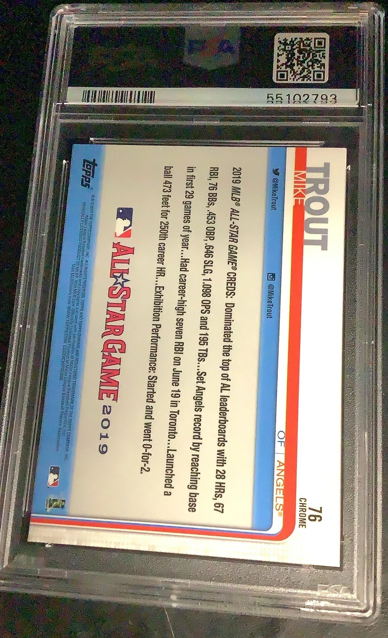 2019 Topps Chrome Update 76 Mike Trout Pink Refractor PSA 10
