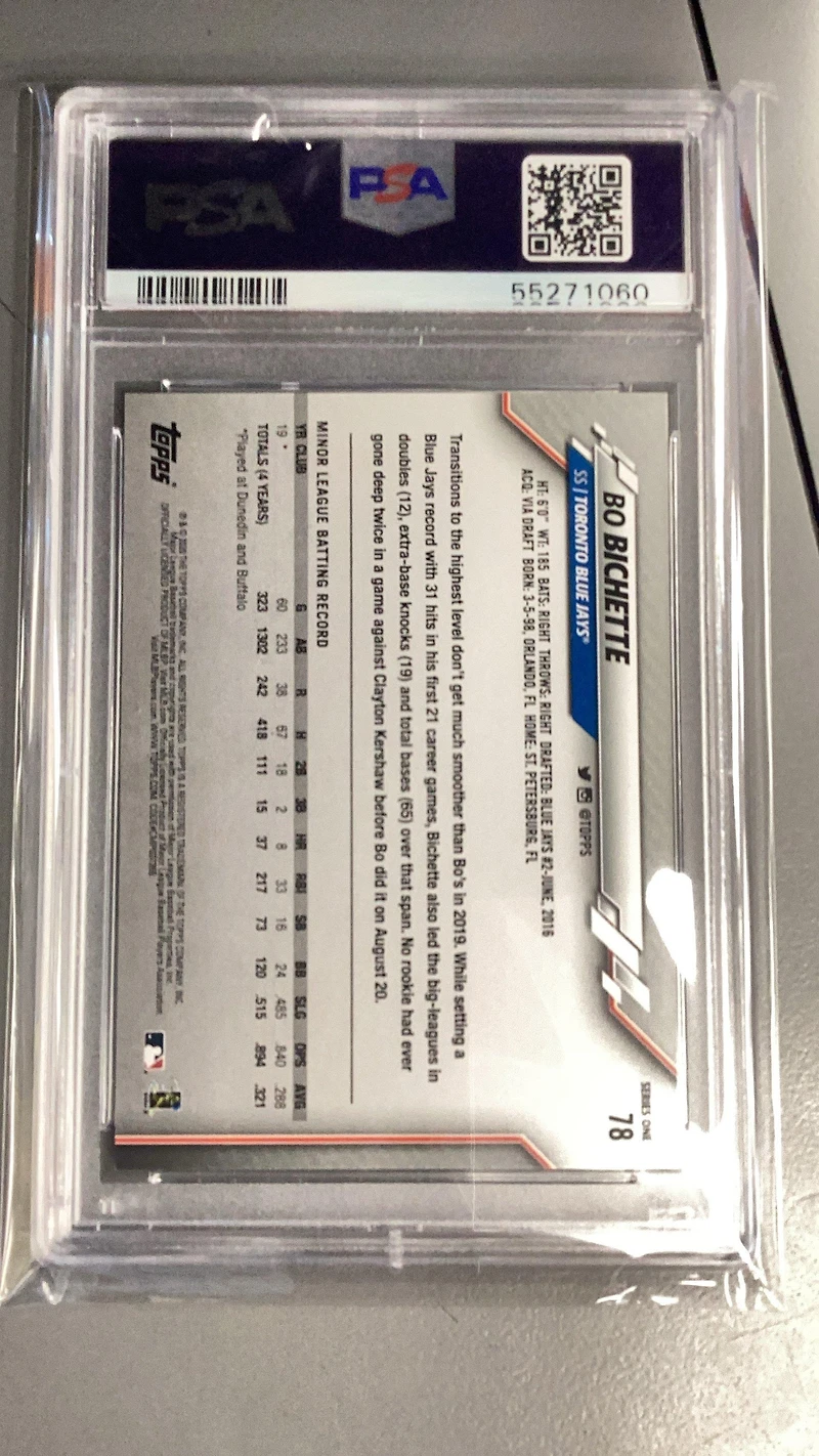2020 Topps Complete Set 78 Bo Bichette Gold Stars PSA 9