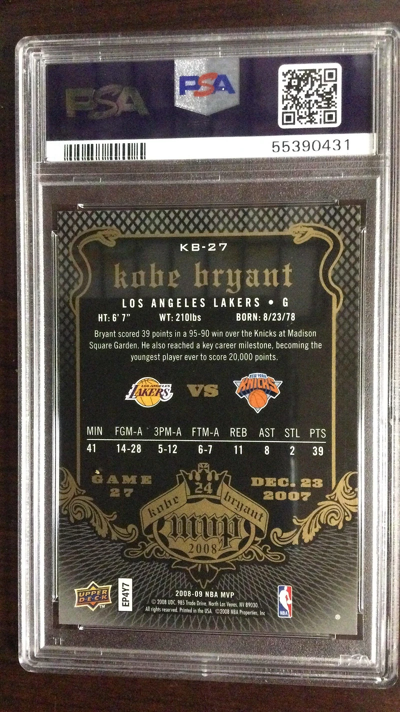 2008 Upper Deck Mvp Kobe Mvp 27 Kobe Bryant PSA 9