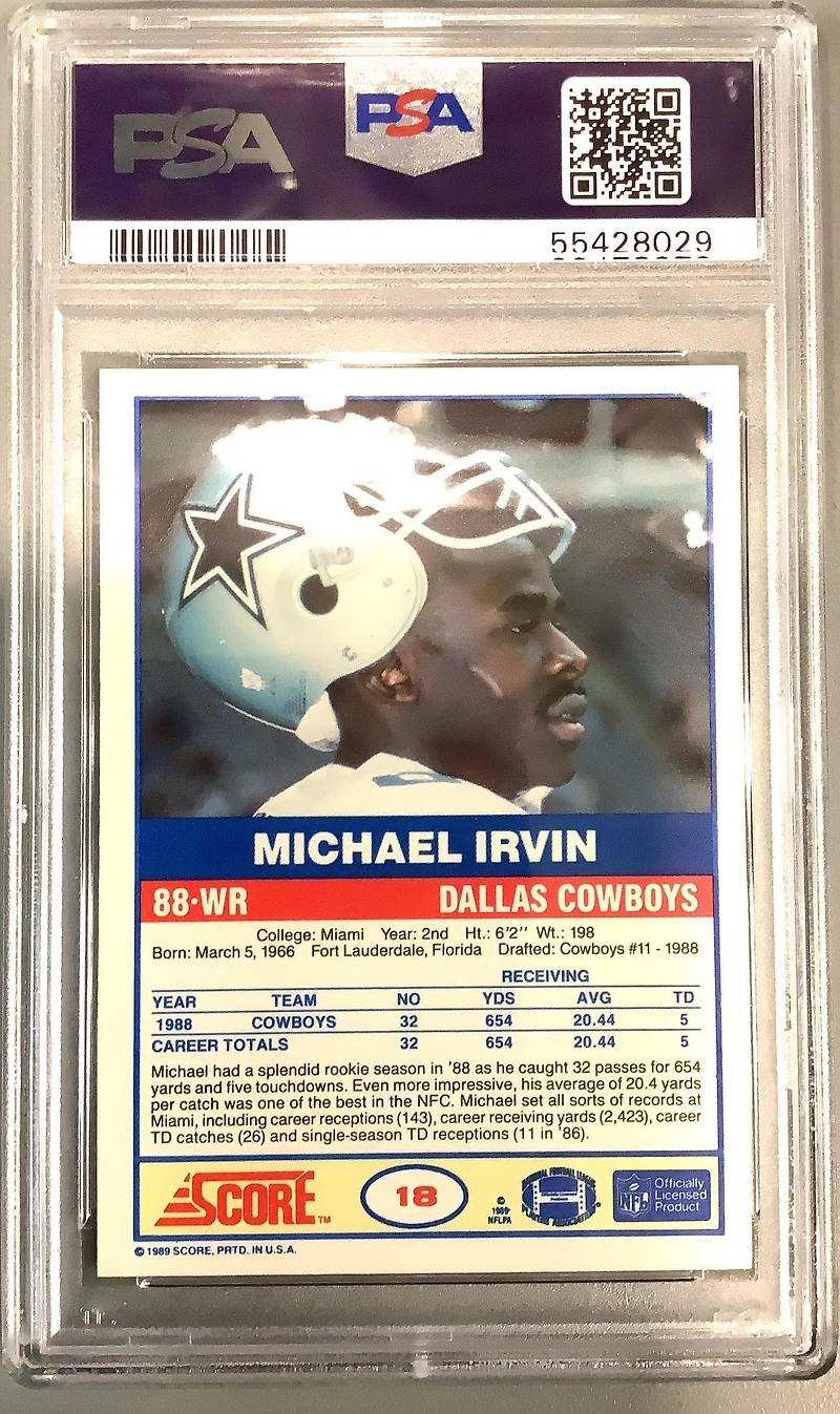 1989 Score 18 Michael Irvin PSA