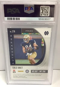 2020 Panini Prizm Draft Picks 278 Cole Kmet Autograph-purple/green Prizm PSA 10