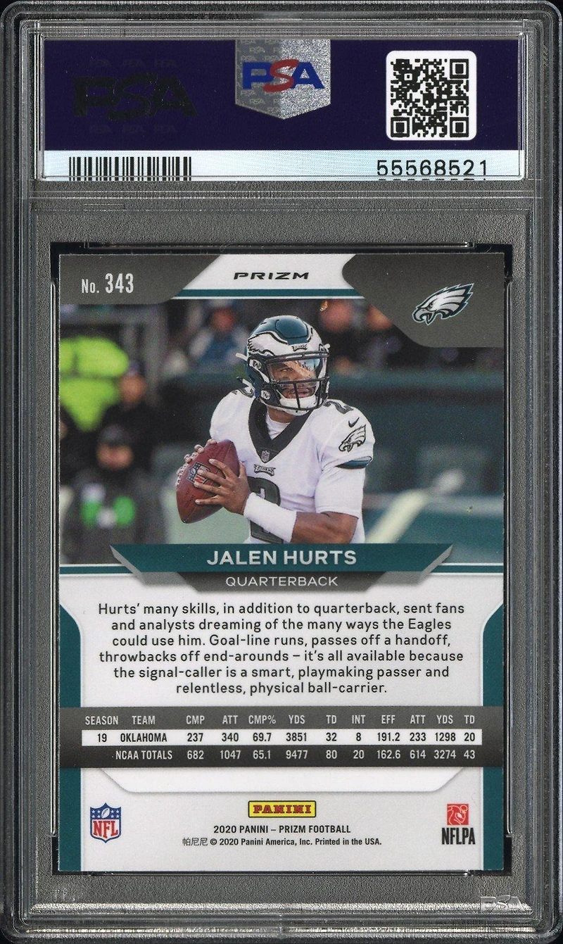 2020 Panini Prizm 343 Jalen Hurts Silver Prizm PSA
