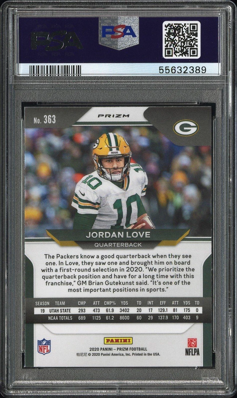2020 Panini Prizm 363 Jordan Love Lazer Prizm PSA