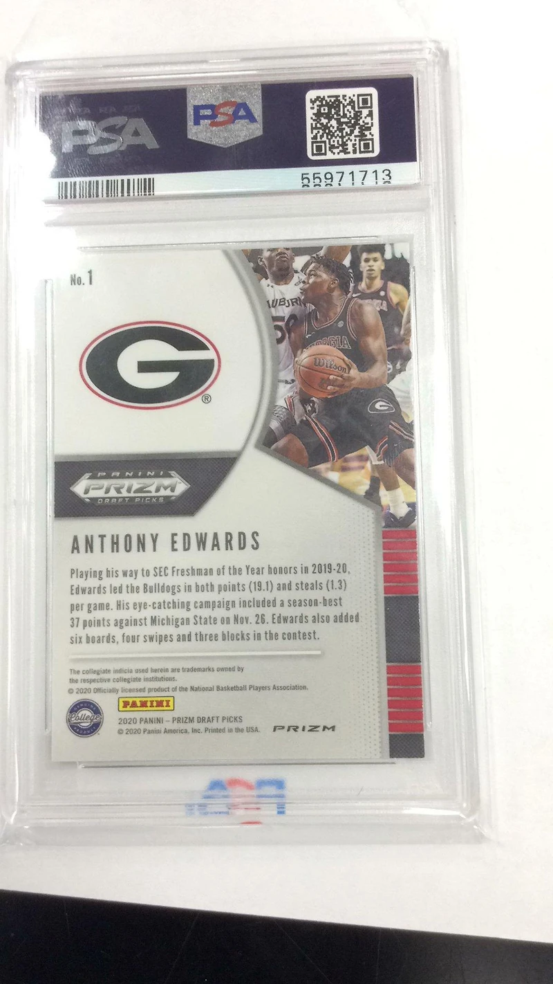 2020 Panini Prizm Draft Picks 1 Anthony Edwards Hyper Prizm PSA 10