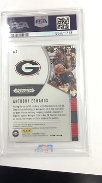 2020 Panini Prizm Draft Picks 1 Anthony Edwards Hyper Prizm PSA 10