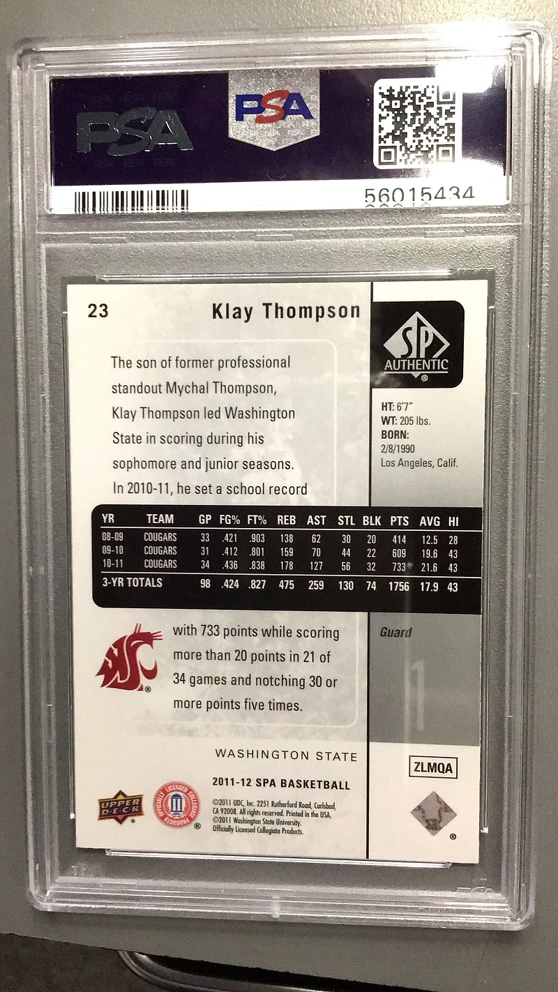 2011 Sp Authentic 23 Klay Thompson PSA 10