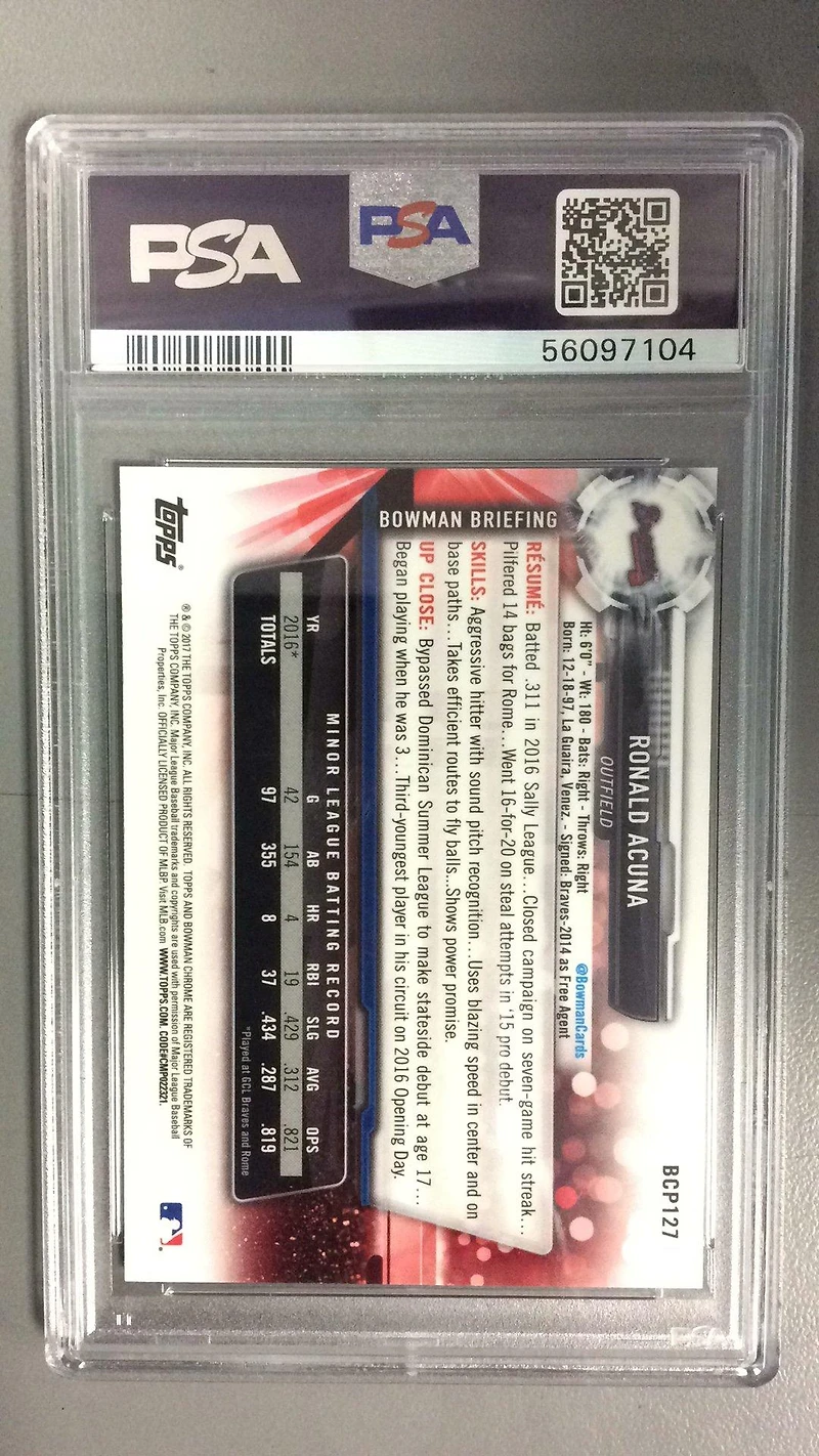 2017 Bowman Prospects Bcp127 Ronald Acuna PSA 9
