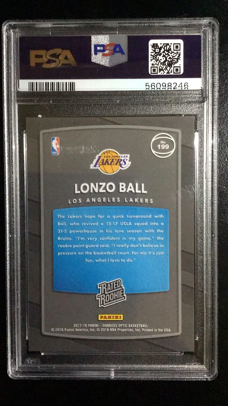 2017 Panini Donruss Optic 199 Lonzo Ball Shock PSA 10