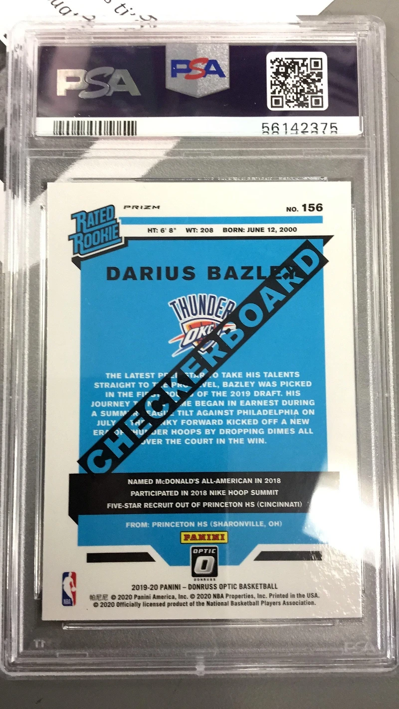 2019 Panini Donruss Optic 156 Darius Bazley Checkerboard PSA 9