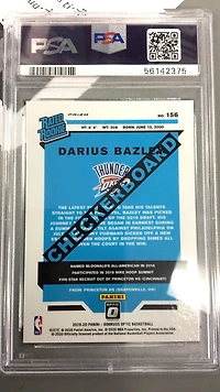 2019 Panini Donruss Optic 156 Darius Bazley Checkerboard PSA 9