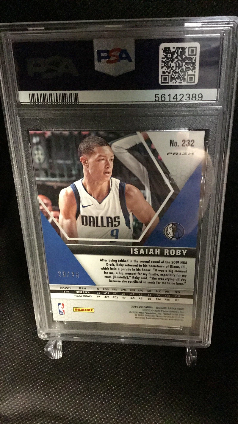 2019 Panini Mosaic 232 Isaiah Roby Orange Fluorescent PSA 9