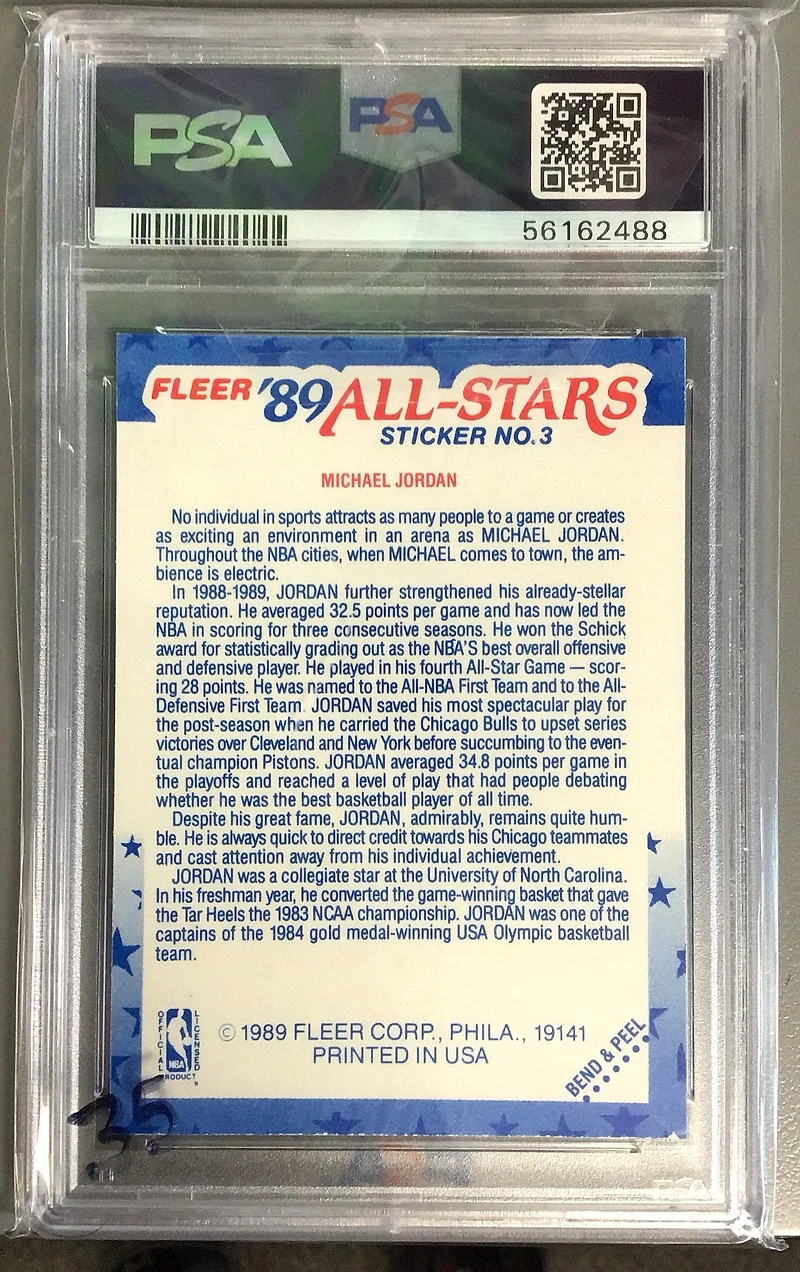 Fleer Sticker Michael Jordan PSA