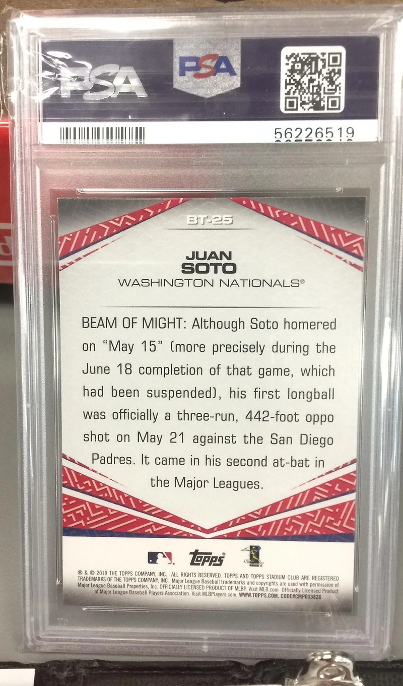 2019 Stadium Club Beam Team Bt25 Juan Soto PSA 9
