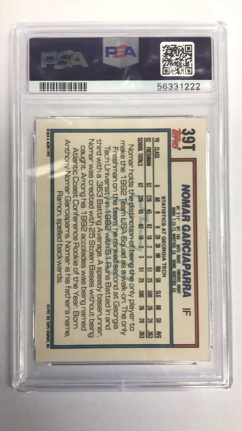1992 Topps Traded 39t Nomar Garciaparra PSA 10
