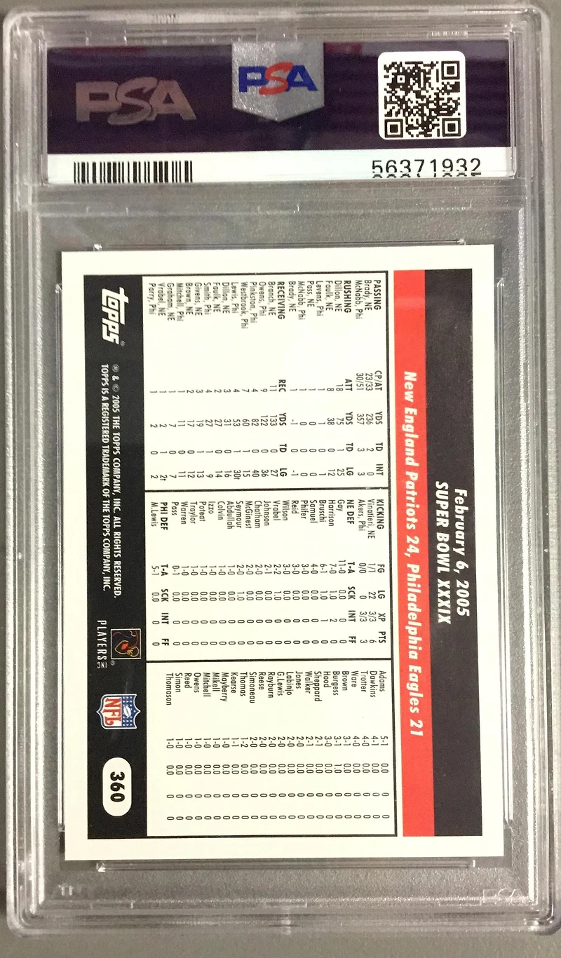 2005 Topps 360 Tom Brady PSA 10