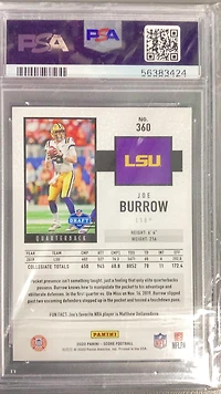 2020 Panini Score 360 Joe Burrow PSA 10