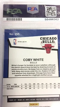 2019 Panini Hoops Premium Stock 295 Coby White Blue Prizm PSA 9
