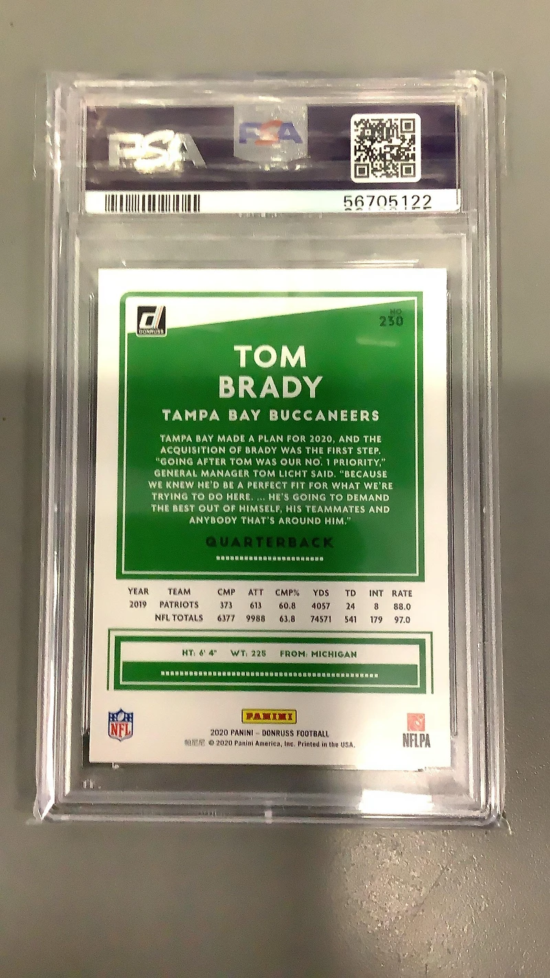 2020 Panini Donruss 230 Tom Brady PSA 10