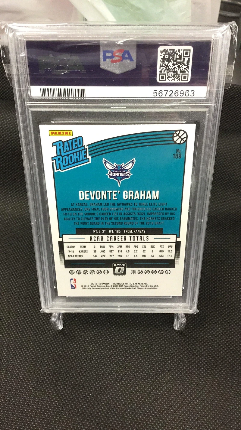 2018 Panini Donruss Optic 189 Devonte' Graham PSA 9
