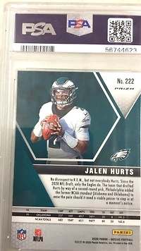 2020 Panini Mosaic 222 Jalen Hurts Reactive Blue PSA 10