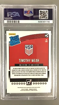 2018 Panini Donruss 198 Timothy Weah PSA 10