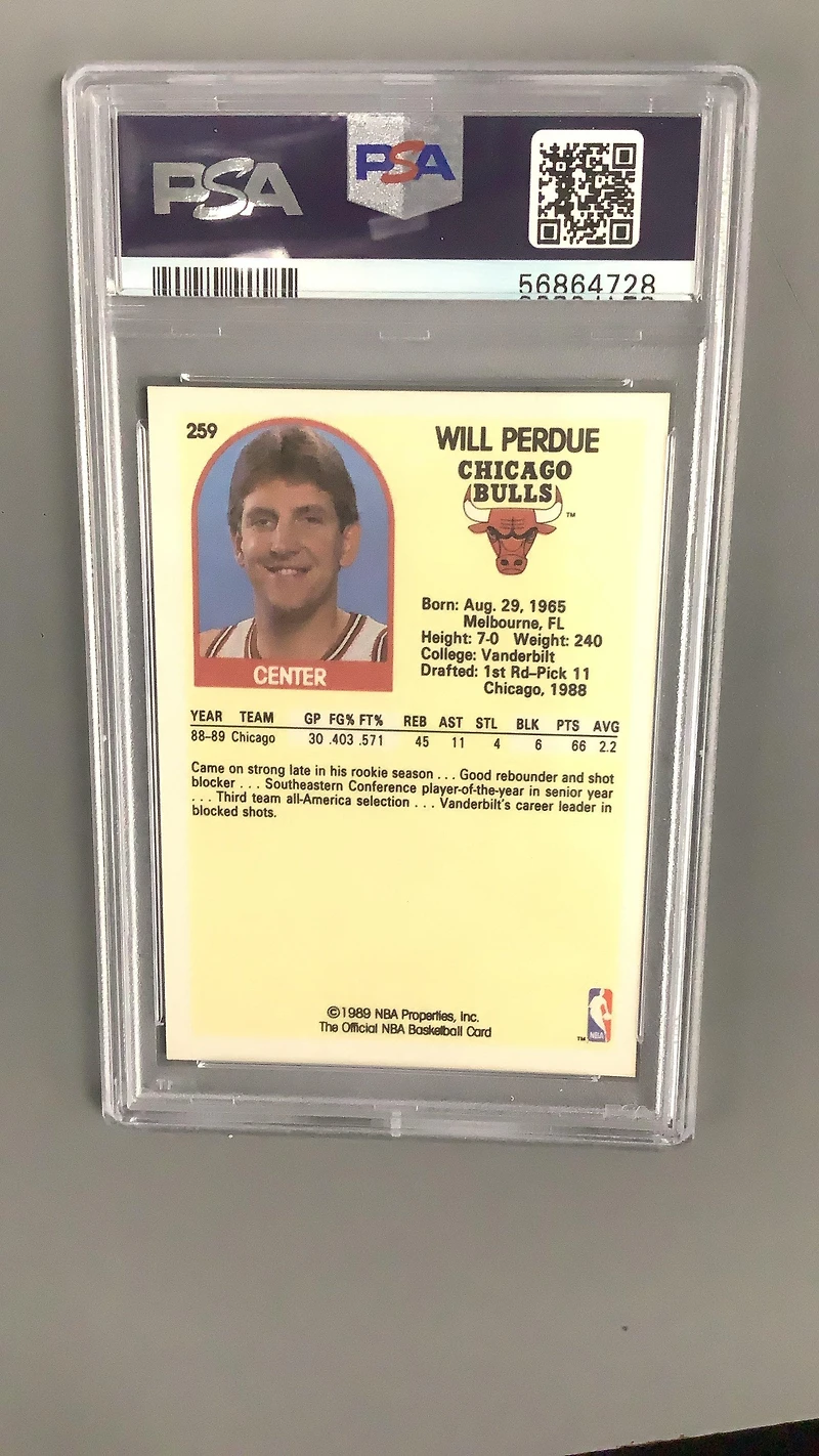 1989 Hoops 259 Will Perdue PSA 10