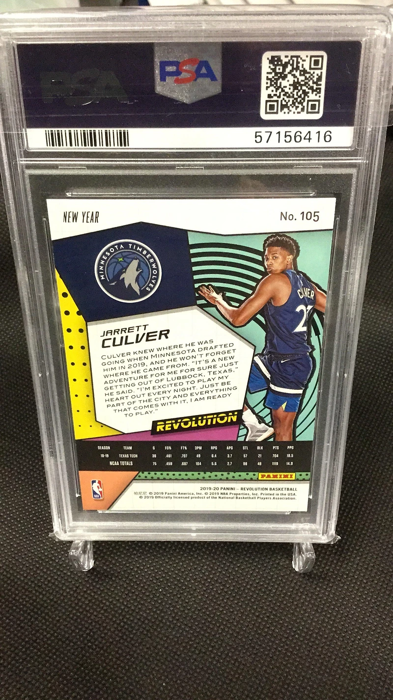 2019 Panini Revolution 105 Jarrett Culver Chinese New Year PSA 9