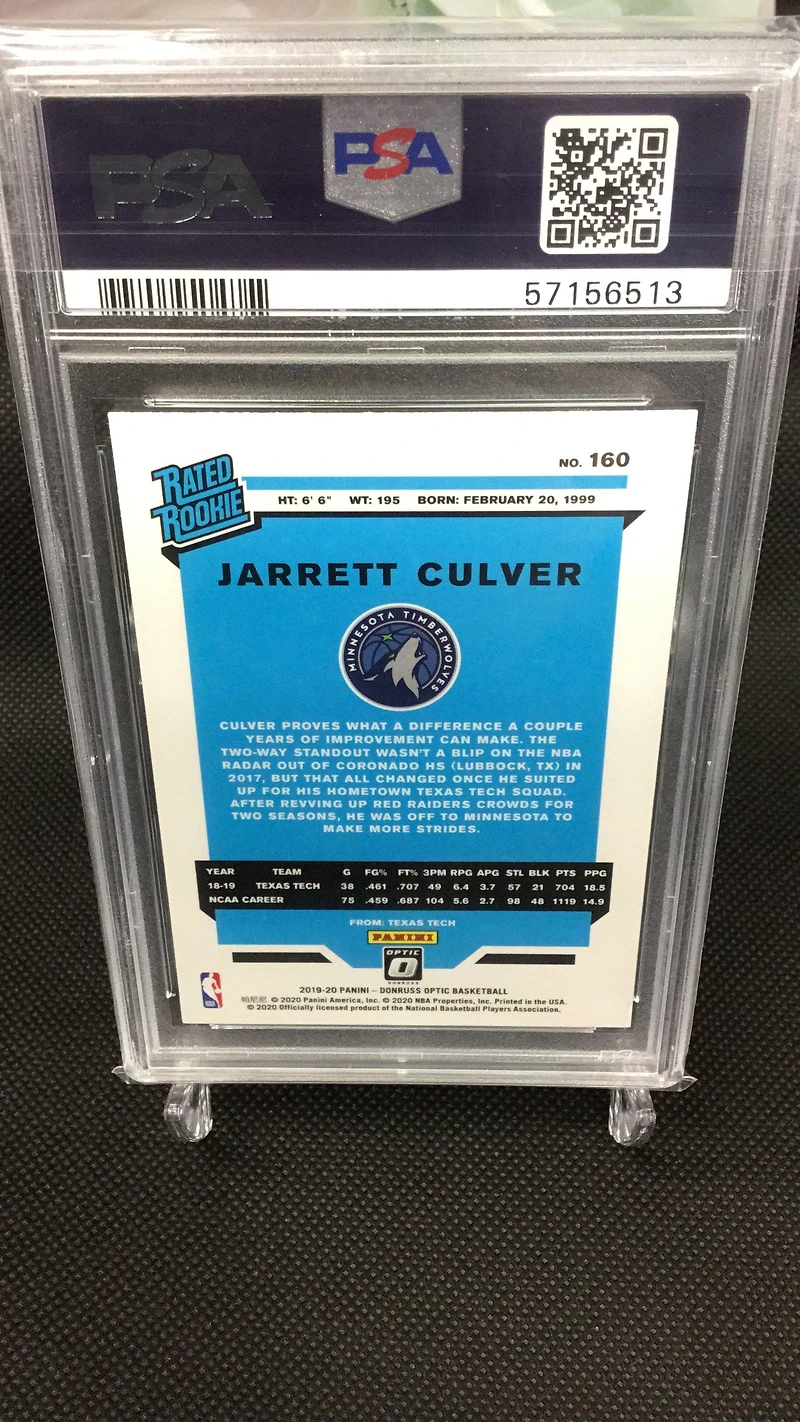 2019 Panini Donruss Optic 160 Jarrett Culver PSA 9