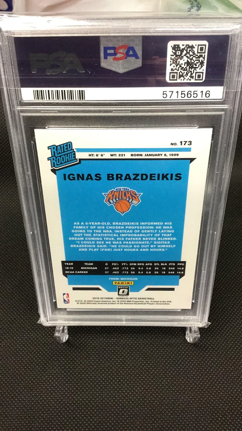 2019 Panini Donruss Optic 173 Ignas Brazdeikis PSA 9