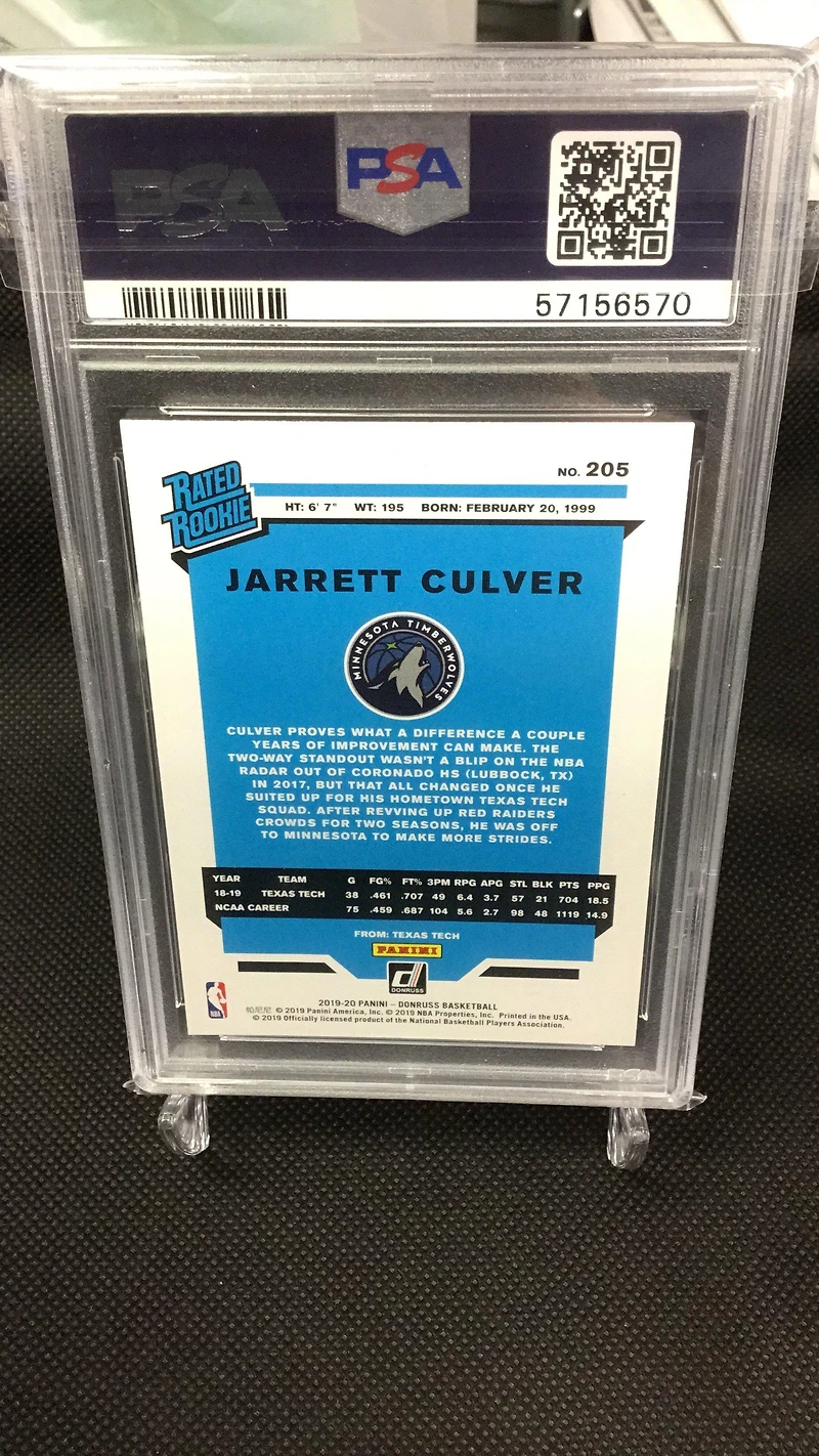 2019 Panini Donruss 205 Jarrett Culver PSA 9