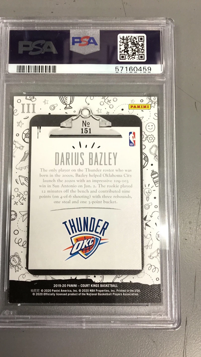 2019 Panini Court Kings 151 Darius Bazley PSA 9