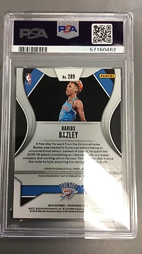 2019 Panini Prizm 289 Darius Bazley Pink Ice PSA 9