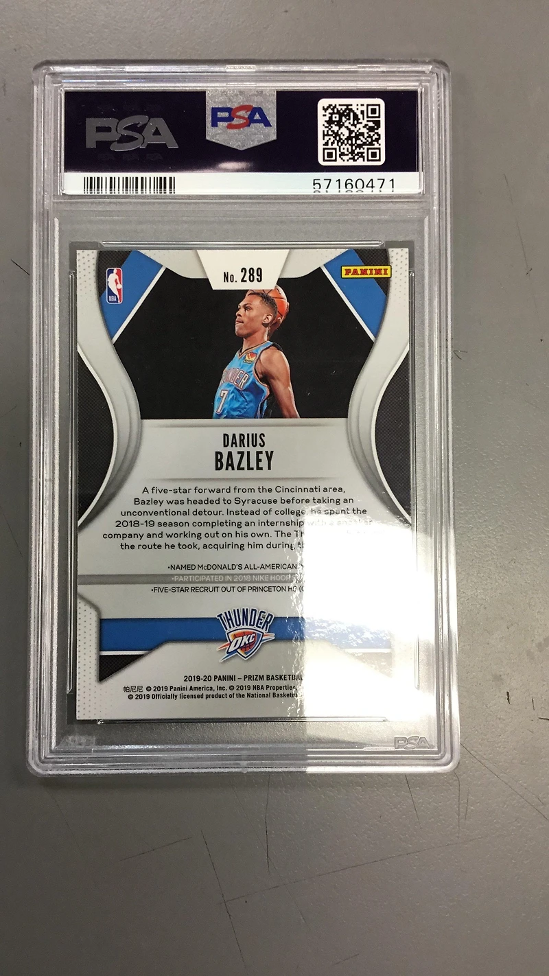 2019 Panini Prizm 289 Darius Bazley Hyper Prizm PSA 9