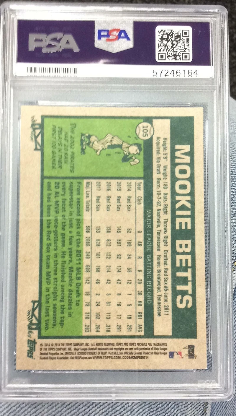 2018 Topps Archives 105 Mookie Betts PSA 10