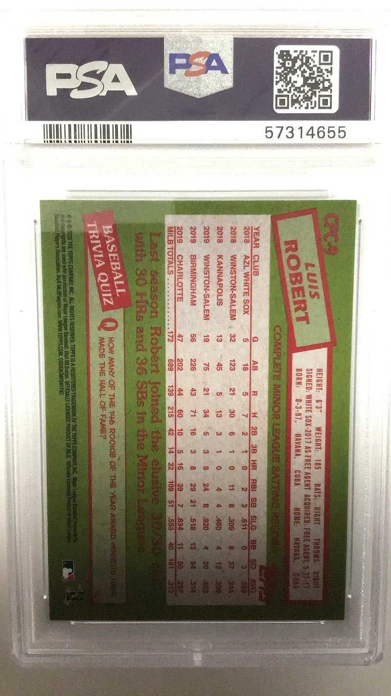 2020 Topps Update Silver Pack 1985 Chrome Promo Cpc9 Luis Robert PSA 10