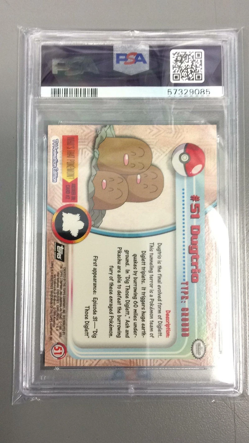 1999 Topps Pokemon Tv 51 Dugtrio PSA 8