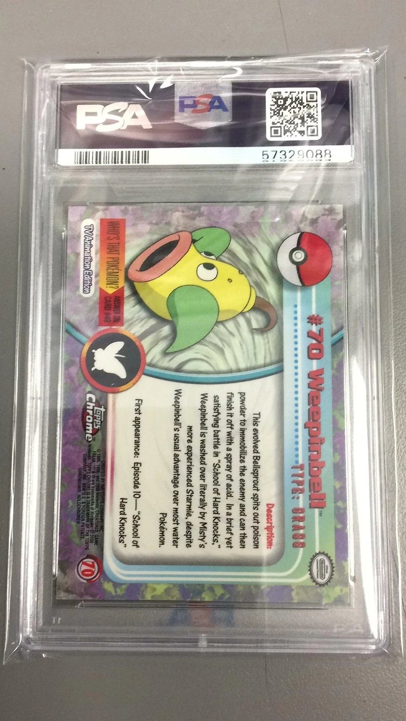 2000 Topps Chrome Pokemon T.v. 70 Weepinbell PSA 8